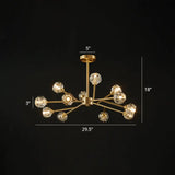 Modern Brass Chandelier With Crystal Ball Shade - Tree Branch Pendant Light 12 /