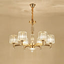 Modern Brass Cylindrical Crystal Chandelier For Living Room 6 /