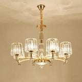 Modern Brass Cylindrical Crystal Chandelier For Living Room 8 /