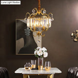 Modern Brass Lantern Chandelier With Crystal Rods - 4 Lights Hanging Light