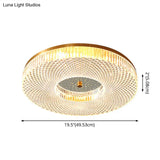 Modern Brass Led Flush Mount Ceiling Light With Crystal Lattice Detail - Minimalist Bedroom Fixture