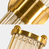 Modern Brass Linear Wall Lamp With Clear Crystal Sconce - 2 Lights Stylish Design