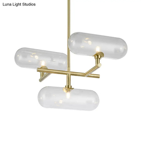 Modern Brass Pendant Chandelier with Clear Glass Shades - Ideal for Dining Rooms Clear