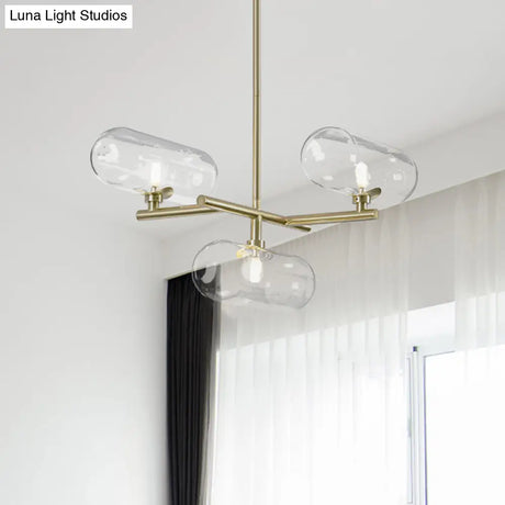 Modern Brass Pendant Chandelier with Clear Glass Shades - Ideal for Dining Rooms Clear
