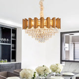 Modern Brass Pendant Lamp - Multi-Light Chandelier With Faceted Crystal / 16’