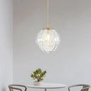 Modern Brass Pumpkin Ball Ceiling Light With Clear Glass - Single Bulb Suspended Pendant Lamp For