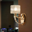 Modern Brass Sconce Light: 1 Head Bedroom Wall Fixture With Clear Glass Shade / B