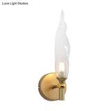 Modern Brass Torch Sconce: Led Wall Mount Lamp With Clear Glass - Bedside Lighting