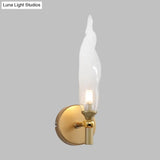 Modern Brass Torch Sconce: Led Wall Mount Lamp With Clear Glass - Bedside Lighting