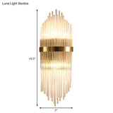 Modern Brass Wall Sconce Light With Fluted Glass Shade - 3-Light Bedroom 7/9.5 Width