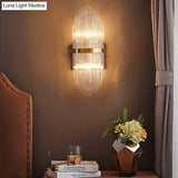 Modern Brass Wall Sconce Light With Fluted Glass Shade - 3-Light Bedroom 7/9.5 Width