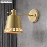 Modern Brass Wall Sconce With Barrel Shade 1 Bulb Bathroom Lamp