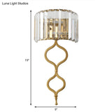 Modern Brass Wall Sconce With Crystal Rectangle Shade - 2 Lights