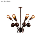 Modern Bronze Loft Style Chandelier With 6 Metal Ball Hanging Lights