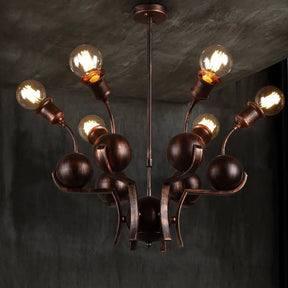 Modern Bronze Loft Style Chandelier With 6 Metal Ball Hanging Lights