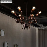 Modern Bronze Loft Style Chandelier With 6 Metal Ball Hanging Lights
