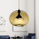 Modern Brown/Clear/Amber Oval Glass Pendant Light - 4-Light Ceiling Hanging Fixture Amber