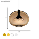 Modern Brown/Clear/Amber Oval Glass Pendant Light - 4-Light Ceiling Hanging Fixture