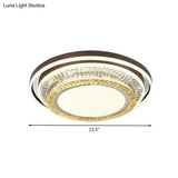 Modern Brown Flush Mount Crystal Block Led Lamp For Living Room