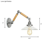 Modern Brown-Silver Reading Wall Lamp With Clear Glass Shade And Swing Arm
