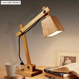Modern Brown Small Desk Lamp: 1-Bulb Bedroom Table Light With Wood Shade