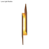 Modern Brown Wall Sconce With Led Light & Geometric Metal Shade For Living Room