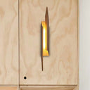 Modern Brown Wall Sconce With Led Light & Geometric Metal Shade For Living Room