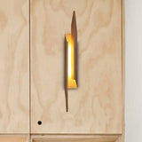 Modern Brown Wall Sconce With Led Light & Geometric Metal Shade For Living Room