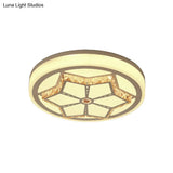 Modern Brown/White Flushmount Ceiling Light With Crystal Deco For Bedroom