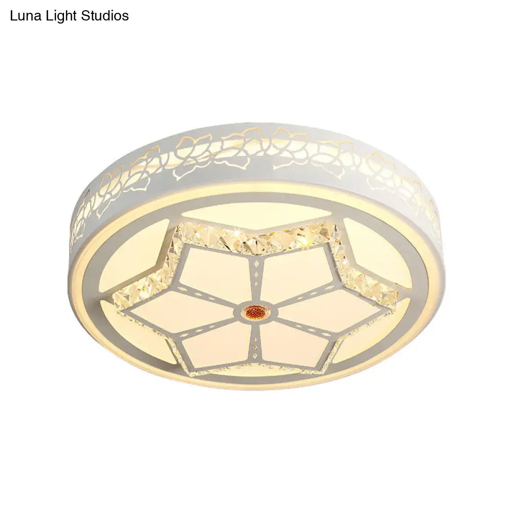 Modern Brown/White Flushmount Ceiling Light With Crystal Deco For Bedroom