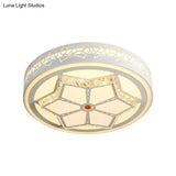 Modern Brown/White Flushmount Ceiling Light With Crystal Deco For Bedroom