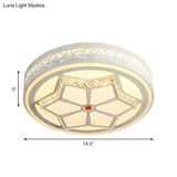 Modern Brown/White Flushmount Ceiling Light With Crystal Deco For Bedroom