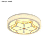 Modern Brown/White Flushmount Ceiling Light With Crystal Deco For Bedroom