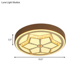 Modern Brown/White Flushmount Ceiling Light With Crystal Deco For Bedroom