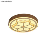 Modern Brown/White Flushmount Ceiling Light With Crystal Deco For Bedroom