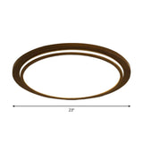 Modern Brown Wood Flush Mount Ceiling Light - 15/18/23 Dia Led Fixture With Natural