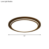 Modern Brown Wood Flush Mount Ceiling Light - 15’/18’/23’ Dia Led Fixture With Natural
