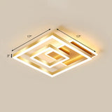 Modern Brushed Gold Square Acrylic Led Ceiling Light Fixture / 17’ Warm