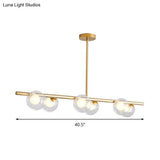 Modern Bubble Clear Glass Island Ceiling Light - 5/6 Lights Black/Gold Finish Dining Room Pendant