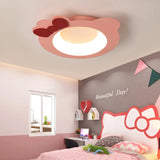 Modern Cartoon Flush Mount Led Pink Ceiling Lamp With Warm/White Light / Warm