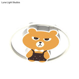 Modern Cartoon Led Bear Flush Light Fixture: Metallic Yellow Lamp With White/Warm - Mounted