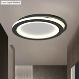 Modern Ceiling Mounted Flush Lighting In Black/Gold - Round/Square Metal Led Fixture For Hallways