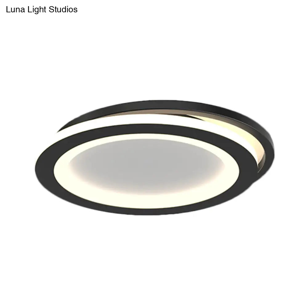 Modern Ceiling Mounted Flush Lighting In Black/Gold - Round/Square Metal Led Fixture For Hallways