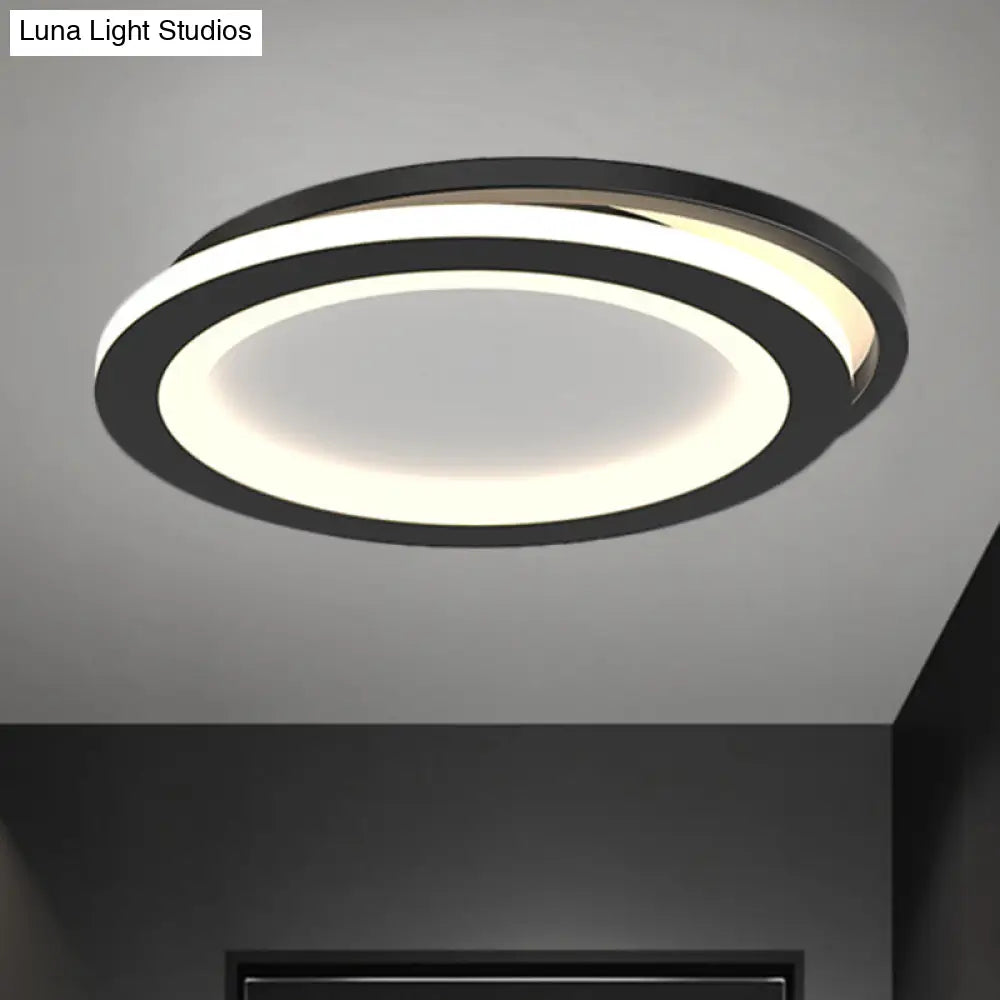 Modern Ceiling Mounted Flush Lighting In Black/Gold - Round/Square Metal Led Fixture For Hallways