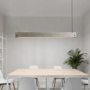 Modern Cement Led Pendant Light For Dining Room - Grey Rectangular Suspension Fixture / 35.5’