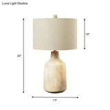 Modern Cement Nightstand Light - 1-Light Bedside Table Lamp With White Fabric Lampshade