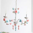 Modern Ceramic Chandelier Pendant Light - Candle Style White Finish With Rose Decoration 3 /