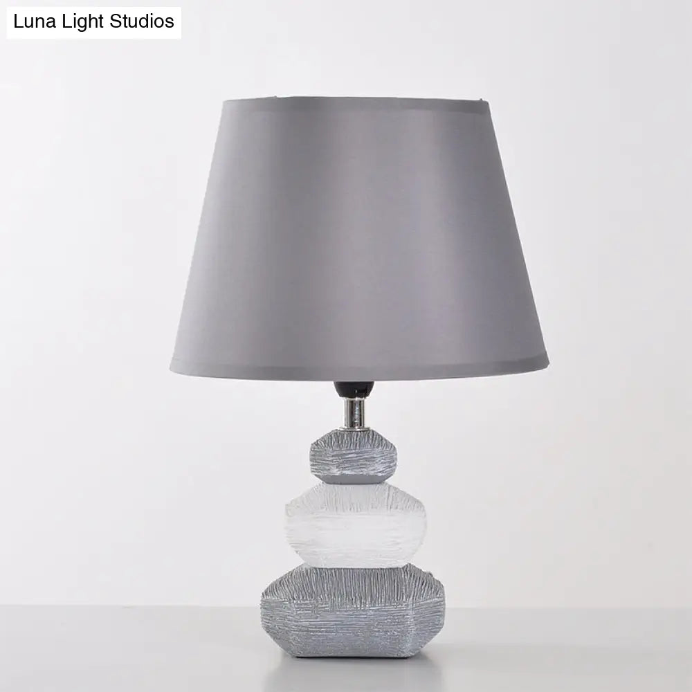 Modern Ceramic Nightstand Lamp - Contemporary Stone Shape Design | Black/Grey & White 1 Light
