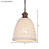 Modern Ceramic Pendant Lamp For Restaurants - Stylish Domed Basket Design 1 Head Hanging Light