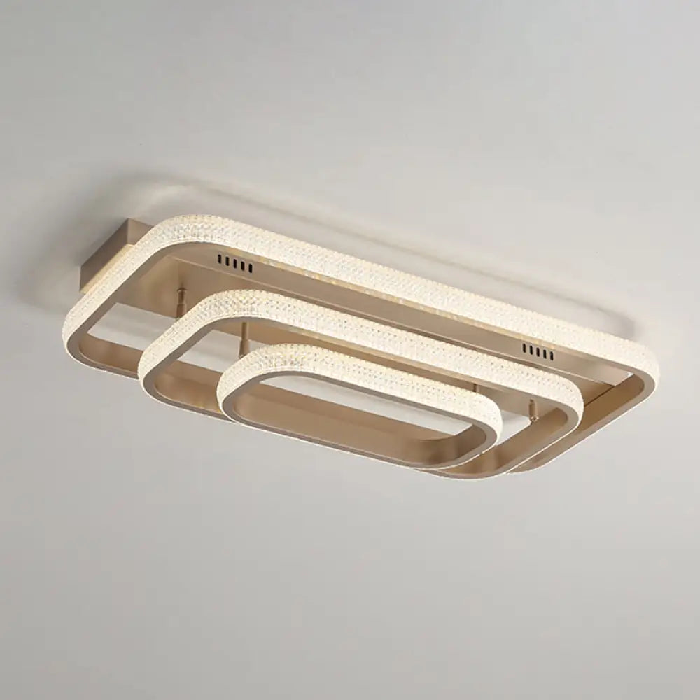 Modern Champagne Loop Flush Mount Led Ceiling Light / 33.5’ Rectangle